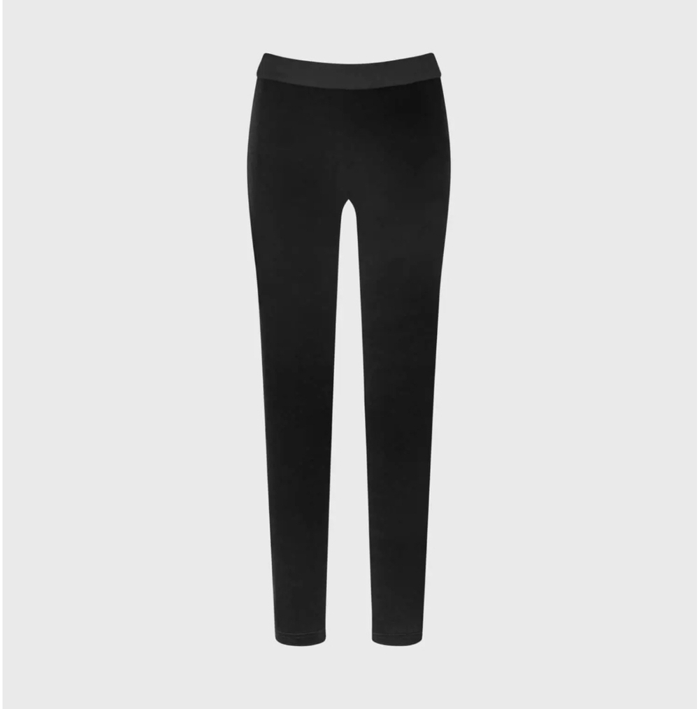 Anne Fautaine Andy Legging Black Bi-Material Designer Leggings Velvet Front